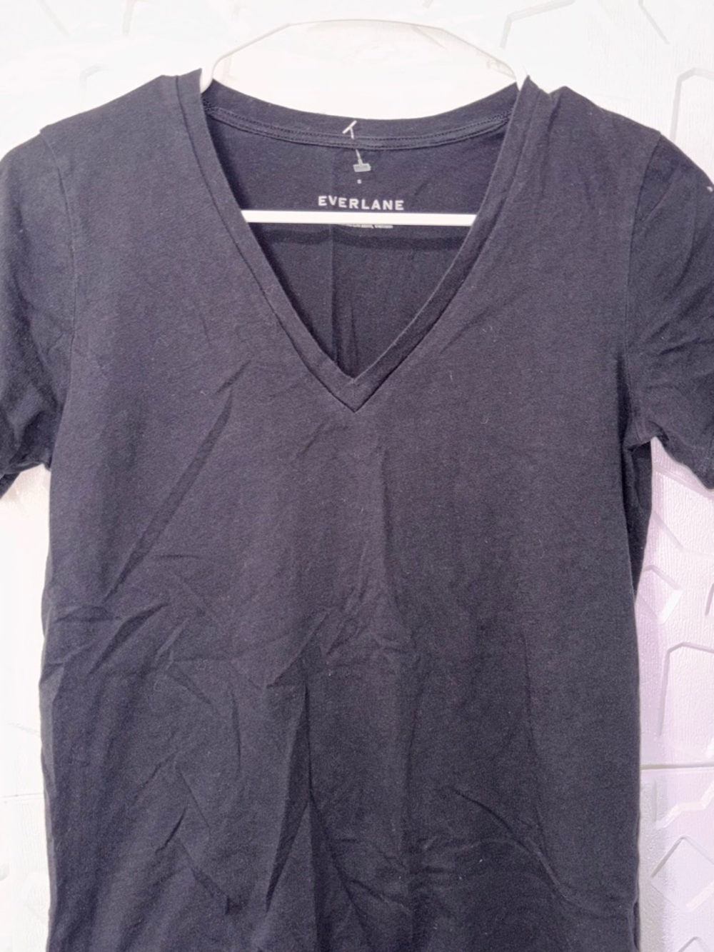 Everlane Black V-neck Tee with Subtle Logo